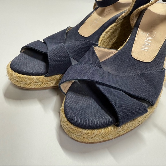 Stuart Weitzman Navy Wedge Sandals - Picture 2 of 10